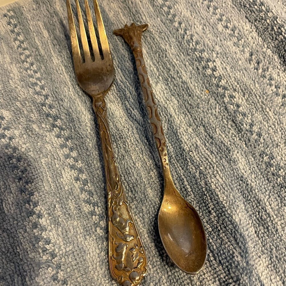 Reed & Barton Giraffe Spoon and Bunny Fork
